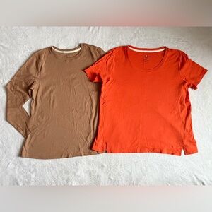 Isaac Mizrahi Essentials Lot of (2) LARGE Pima Cotton Long & Short Sleeve Tops